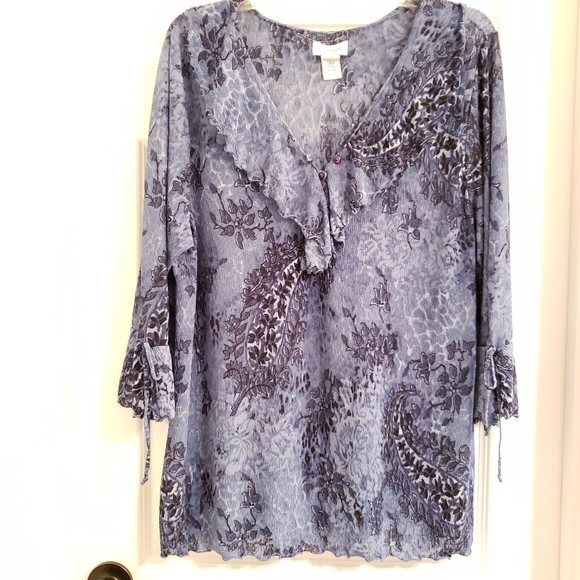 Avenue Tops - Avenue plus size blouse blue paisley